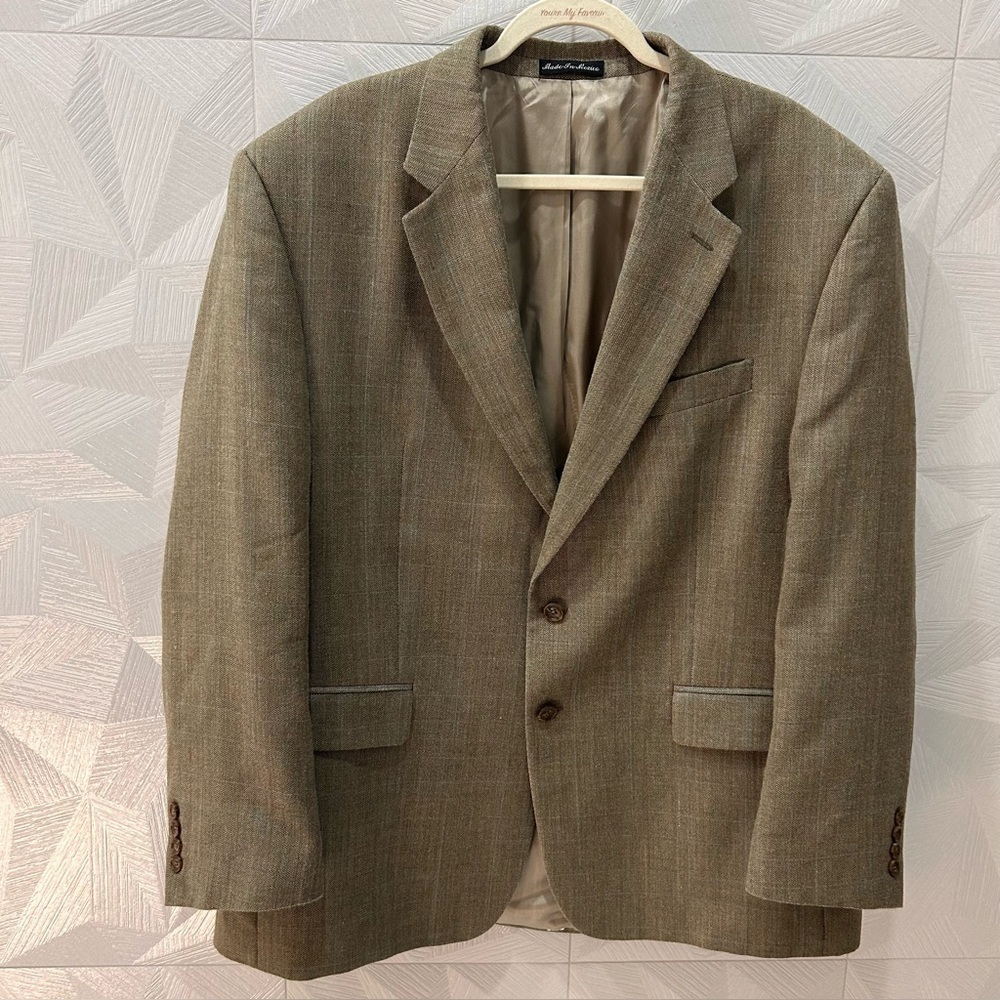 Lauren Ralph Lauren Mens Brown Glen Plaid Silk Wool Blend Blazer Sport Coat 40R
